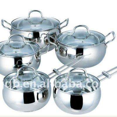 China Sustainable 10pieces Stainless Steel Cooking Pot Sets And Stock Pot Sets for sale