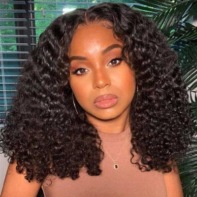 China glKinky Curly Brazilian Short Curly Human Hair Water Front Lace Wigs Water Front Lace Wigs Deep Curl Wigs For Black for sale