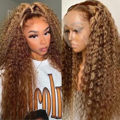 China Other Highlight Color 4/27 Human Hair Wig Hd 13by4 Ombre Brown Honey Blonde Straight Brazilian Hair for sale