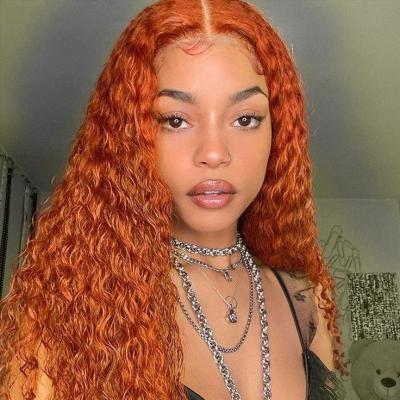 China Body Wave Good Luck Colored Ginger Orange Deep Wave Lace Front Human Hair Wigs Brazilian Preplucked Curly Deep Curly Lace Front Wigs for sale