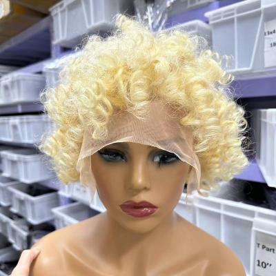 China Body Wave GL-13x4 Pixie Curls Wig 613 Color Pre Plucked With Baby Hair, Brazilian Short Pixie Wig, Glueless Lace Up Pixie Cut Human Hai Frontal for sale