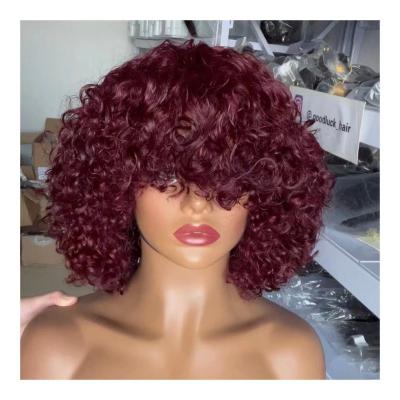 China High Density Body Wave Good Luck Curly Hair Machine Made Wigs Full With Wet Bang And Brazilian Wave Hair Bundle Fringe Bob Wigs for sale