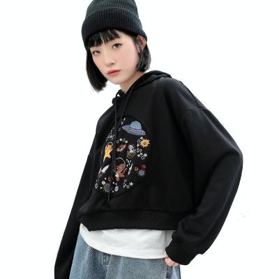 China custom high quality Anti-wrinkle women's fleece pullover embroidered logo hoodies for sale