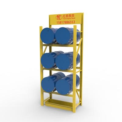 China Shop Oil Customizable Car Stand Up Modern Oil Cans Display Stand For Lube Oil for sale