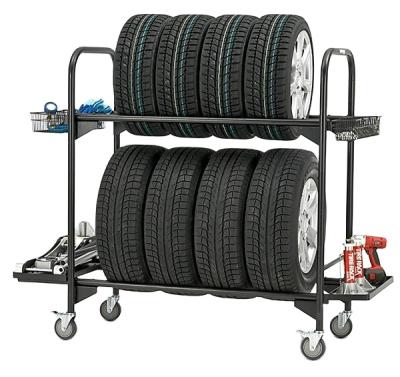 China Single Sided Tire Storage Rack Metal Stacking Storage Racks Tire Shelf Customized for sale