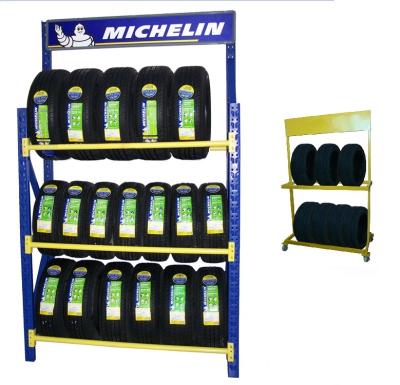 China Corrosion protection stack stainless steel metal floor display tire rack /tyre shelf for retail store for sale