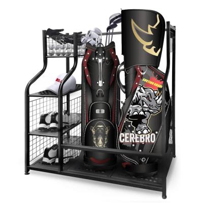 China Custom Golf Bag Display Rack Metal Golf Bag Storage Holder Organizer Golf Bag Rack Customized Size for sale