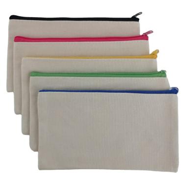 China Safety Blank DIY Craft Bag Canvas Pencil Bag Cotton Canvas Pen Case Blank Makeup Bags for sale