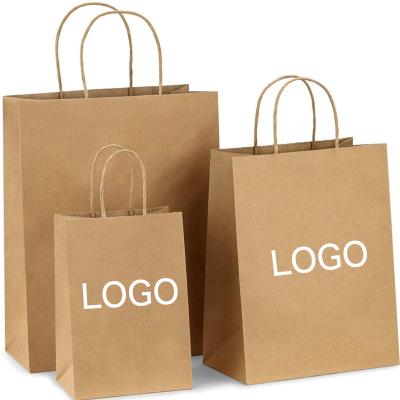 China Wholesale Recyclable Recycle Strong Kraft Paper Bag Take Away Food Gfit Shopping Flower Packaging Paper Bags With Handle for sale