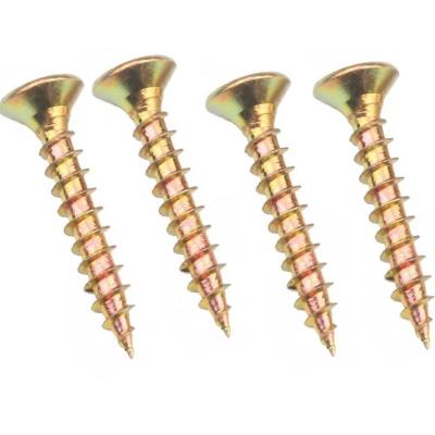 China Flat Galvanized Wood Screws White / Yellow Galvanized for sale