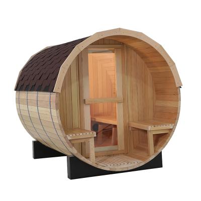 China Fashionable Outdoor Garden Cedar Barrel Sauna Room Traditional New Design Sauna Room for sale