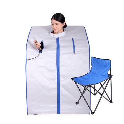 China Portable Computer Control Panel Sauna With Folding Chair One Person Mini Infrared Sauna Cabin Room Portable Sauna for sale