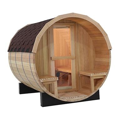 China Computer Control Panel Steam Sauna Cabin Prices Wood House Finland 4 People Barrel Dry Sauna for sale