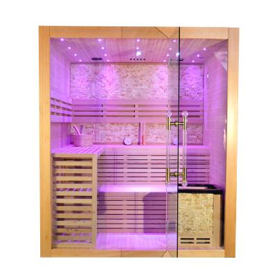 China Wholesale Computer Control Panel SMARTMAK Hemlock Sauna Traditional Wooden Room Finnish Sauna for 4-6person for sale