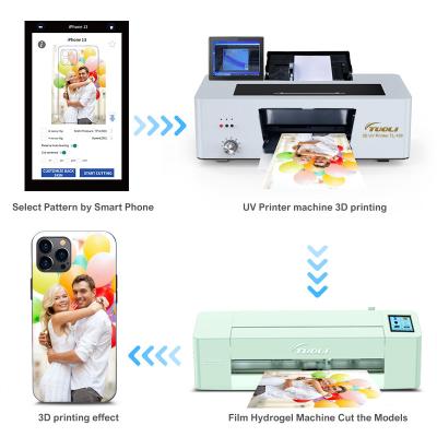 China Retail TUOLI Smart 3D Emboss Effect 5760*1440dpi UV Inkjet Printer To Customize Mobile Back Cover Skin Sticker Films On Site for sale