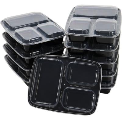 China Portable 3 Compartment Container 3 Compartment Portable Meal Freshness 34oz BPA Free Meal Freshness Plastic Lunch Box Set for sale