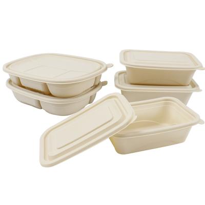 China Freshness Preservation Factory Price 650ml Disposable Packaging Cornstarch Lunch Box Meal Prep Container Eco-Friendly Fast Food Box 650ml for sale