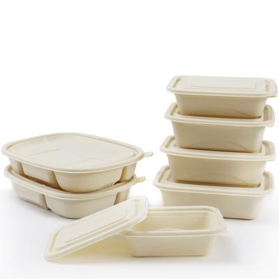 China Factory price sustainable hot sale cornstarch lunch box compostable biodegrad takeaway food container packaging box for sale