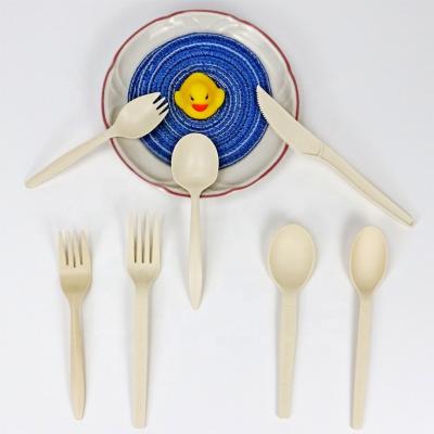 China Degradable Cornstarch Cutlery Set Disposable Plastic Forks Pla Spoon for sale