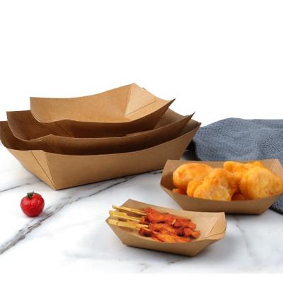 China Wholesale Biodegradable Food Grade Cardboard Fast Food Boxes Grease Proofing Sandwich Catering Boat Boxes for sale