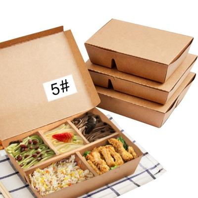 China Amazon Top Sale 5 Compartment Disposable Paper Take Away Disposable Food Container Paper Kraft Paper Box for sale