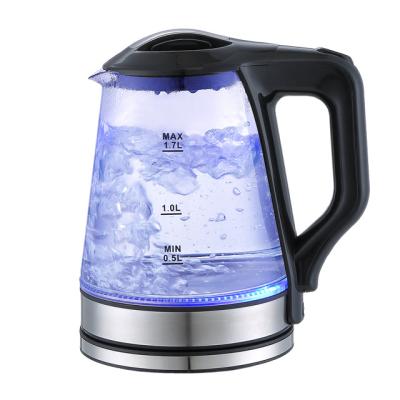 China 360 Degree Rotating Base 360 ​​Degree Rotating Kettle Automatic Power Off Glass Stainless Steel Electric Decorative Edge Piece The LED Indicator High Power for sale