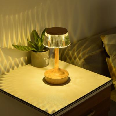 China Modern Rechargeable Bedside Luxury Acrylic Modern Touch Led Crystal Table Lamp Bedside Bedroom Night Light for sale