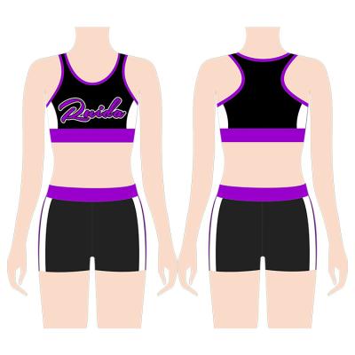 China Customized Cheer Dance Wear Sublimation Girl Practice Wear Women Cheerleader Sports Bra Wholesale Custom Tops and Briefs for sale