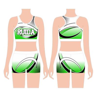 China Customized cheer dance wear 2022 custom design fitness cheer bras and shorts crops and shorts girls encourage practice wear for girls for sale