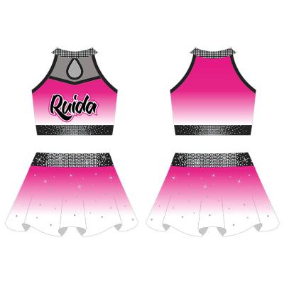 China Customized Cheer Dance Wear Rhinestone Encourage Training Wear Design Latest All Star Cheer Sublimation Practice Wear for sale