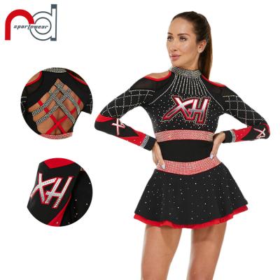 China Polyester + Spandex Customized Cheer Dance Wear Team Wear Sublimated All Star Girl With Rhinestones Cheerleading Uniform for sale