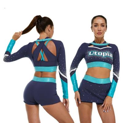 China Wholesale Unisex Polyester + Spandex Custom Sublimation Cheerleader OEM Customized Spandex Adult Cheerleading Uniform for sale