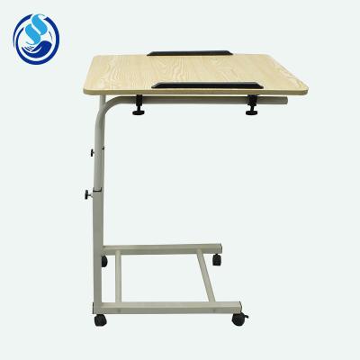 China Lightweight And Convenient Adjustable Height Tilt Hospital Overbed Table / Lab Top Table With 4 Locking Casters for sale