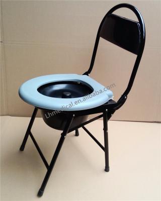 China Collapsible Black Folding Commode Chair For Disabled Hospital Shower Chairs for sale