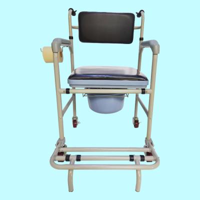 China Iron Health Care Equipment Disabled Toilet Commode Chair With Bucket Rest And Bedpan Steps Sell To Africa for sale