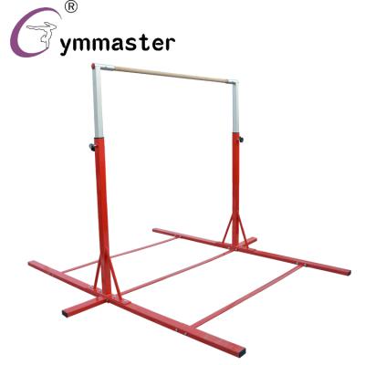 China Powder Coated Wooden Kids Heavy Steel Kip Fitness Gym Equipment Adjustable Horizontal Cross Bar Gymnastics Training Bar for sale