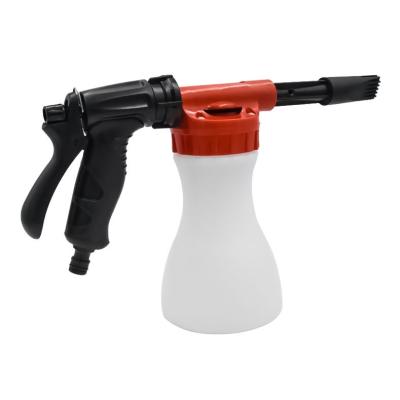 China Plastic Car Cleaning Foam Watering Pressure Gun Soap Snow Blaster Seal Garden Hose Sprayer with 1L Bottle Jar for sale