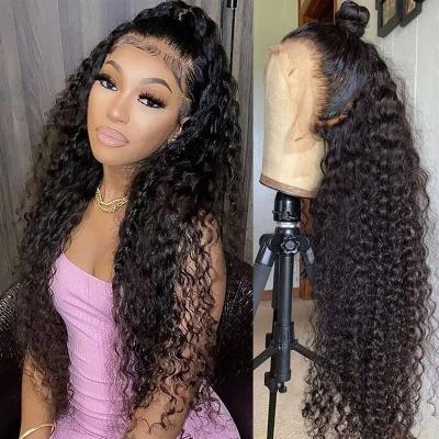 China Peruvian Deep Wave 180% Density Human Hair 5x5 HD Lace Closure Transparent Swiss Wigs For Black Women Full Lace Hair Wigs for sale