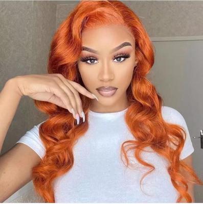 China #350 Ginger Orange Peruvian Body Wave 180% Density 4x4 HD Hair Lace Closure Wigs For Black Women Full Lace Hair Wigs for sale