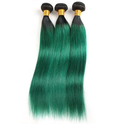 China Kinky Curl Ombre T1b / Green 10A Brazilian Straight Hair Weave Bundles Hair Wholesale Seller For Black Women Hair Extensions for sale