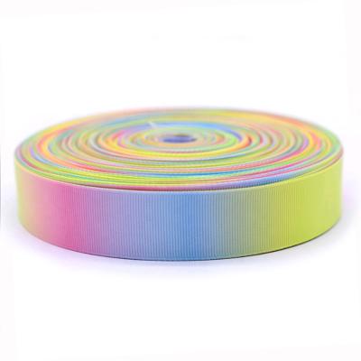 China High tenacity hot sale rainbow printed organza and satin grosgrain ribbon for sale