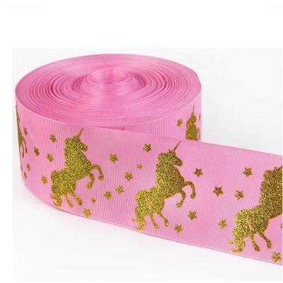 China Eco - Friendly Hot Sale Glitter Ribbon Unicorn Printed 3