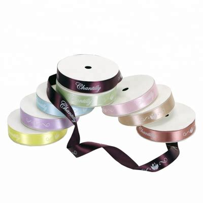 China Eco - Friendly Wholesale Decorative Brand Pure Satin Silk Ribbon Printed for sale