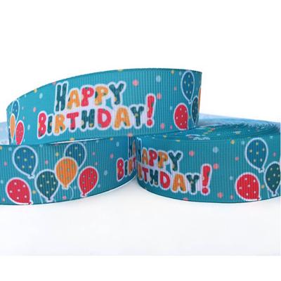 China Eco-friendly Customized Printed Happy Birthday Ribbon For Cake Box for sale