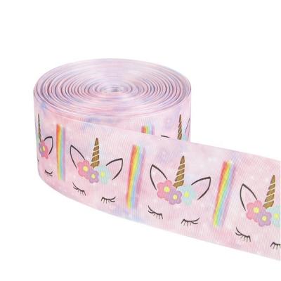 China Eco-Friendly Rainbow Unicorn Printed Grosgrain Ribbon 3