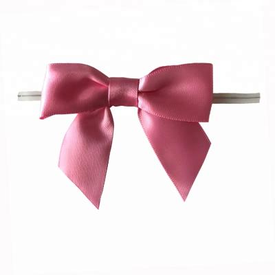 China Wholesale Good Quality Eco - Friendly Design Pink Satin Ribbon Bows With Yarn Twist for sale