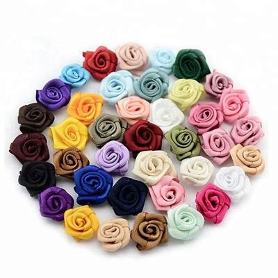 China Custom Acetate Eco-Friendly 25mm Mini Satin Ribbon Rose Flowers for sale