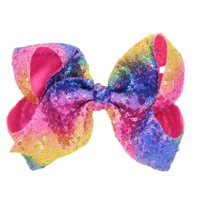 China Eco - Friendly 12 Colors Wholesale Glitter Jojo Hair Bows , 8 Inch Hair Clip for sale