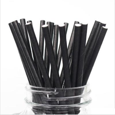 China Custom Biodegradable 6mm Black Paper Straws Free Sample Paper Straws for sale