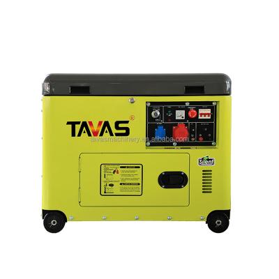 China Green 6.5 Kw 3 Phase Vs Dark Gray Soundproof Silent Diesel Generators With Four Small Wheels DG8500SE for sale